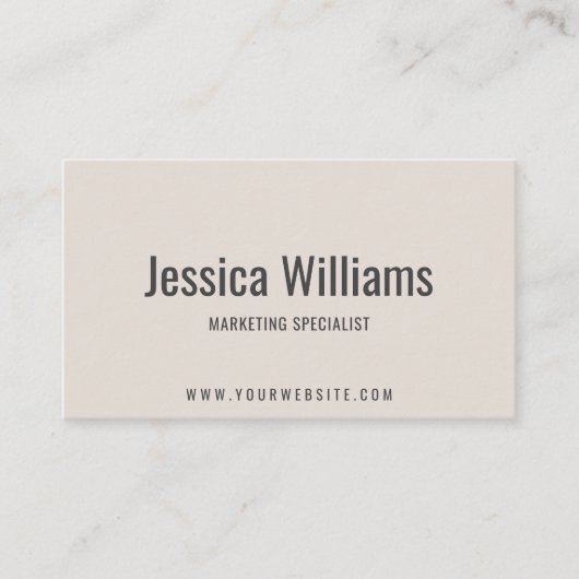 Minimalist Customizable Professional Beige Visitekaartje (Voorkant)