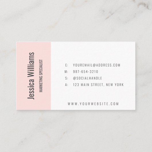 Minimalist Customizable Professional Blush Pink Visitekaartje (Achterkant)