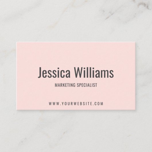 Minimalist Customizable Professional Blush Pink Visitekaartje (Voorkant)