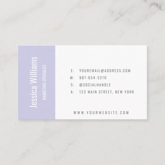 Minimalist Customizable Professional Lavender Visitekaartje (Achterkant)