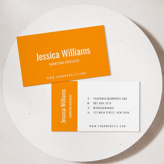 Minimalist Customizable Professional Orange Visitekaartje