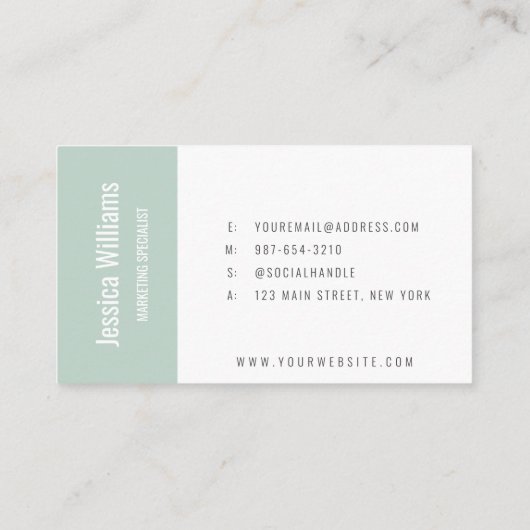 Minimalist Customizable Professional Pastel Green Visitekaartje (Achterkant)