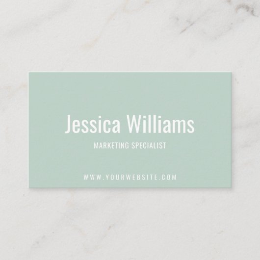Minimalist Customizable Professional Pastel Green Visitekaartje (Voorkant)