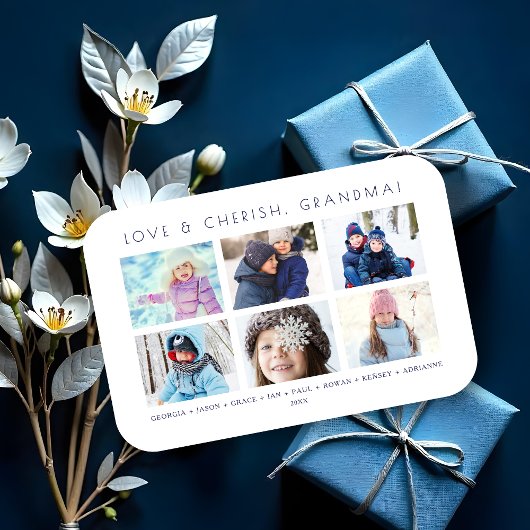 Minimalist Cute 6 Multi Photos Collage Keepsake Magneet