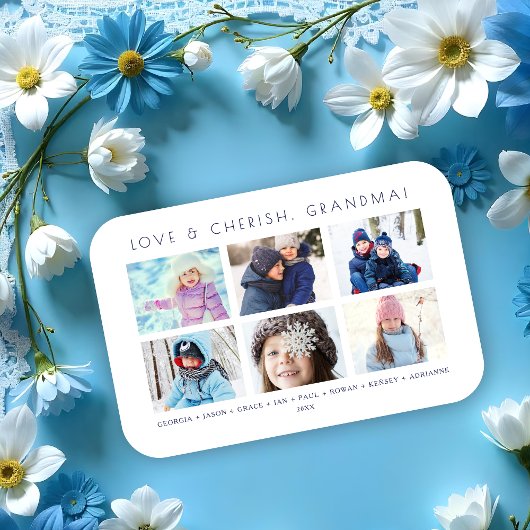 Minimalist Cute 6 Multi Photos Collage Keepsake Magneet