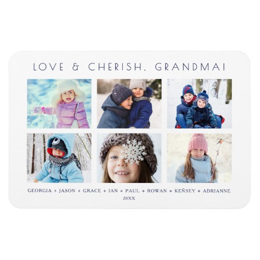 Minimalist Cute 6 Multi Photos Collage Keepsake Magneet (Horizontaal)