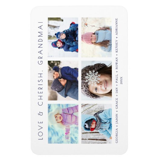 Minimalist Cute 6 Multi Photos Collage Keepsake Magneet (Verticaal)