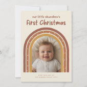 Minimalist Cute Baby's First Christmas Arch Photo Feestdagenkaart (Voorkant)