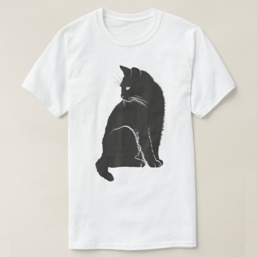 Minimalist Cute Black Cat Owner Feline Art Kitten  T-shirt (Design voorkant)