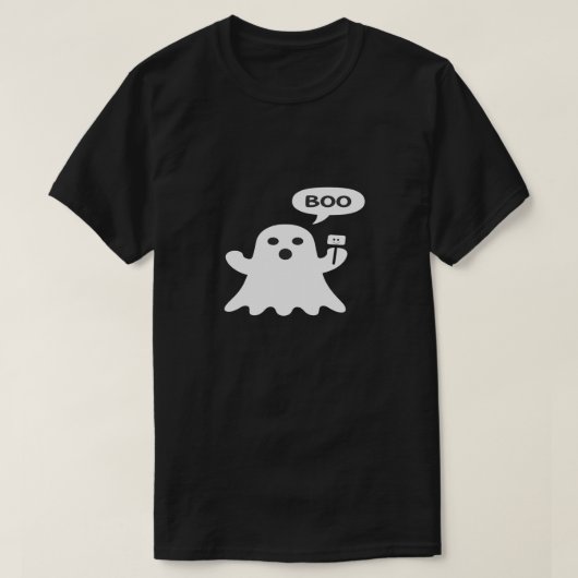 Minimalist Cute Ghost Illustration with “Boo” Spee T-shirt (Design voorkant)