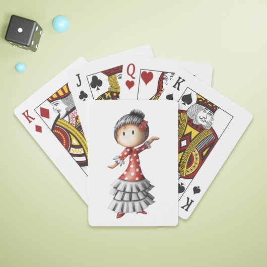 Minimalist Cute Sevillana Dancer Illustration Pokerkaarten