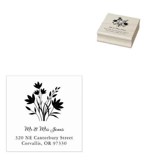 Minimalist Cute Wildflowers Bunch Family Address Rubberstempel (Gestempeld)