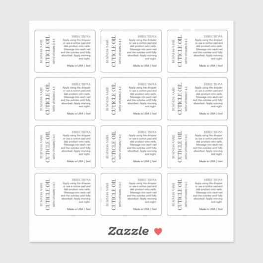 Minimalist Cuticle Oil 5ml Dropper Bottle Label (Vel)