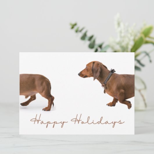 MInimalist Dachshund-Kerstfeest Happy Feestdagenkaart (Staand voorkant)
