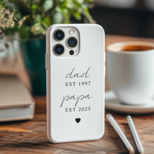 Minimalist Dad & Papa EST 2025 gepersonaliseerd Case-Mate iPhone Case