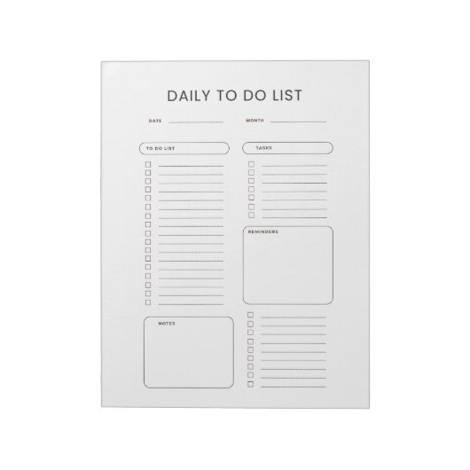 Minimalist daily to-do list notepad notitieblok (Linkerzijde)