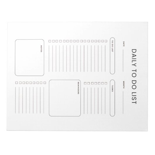 Minimalist daily to-do list notepad notitieblok (Voorkant)