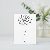 Minimalist Daisy Floral Line Art  Briefkaart (Staand voorkant)