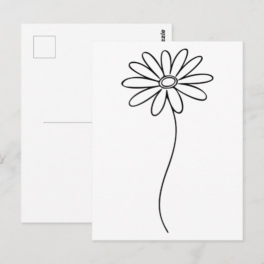 Minimalist Daisy Floral Line Art  Briefkaart (Voorkant / Achterkant)