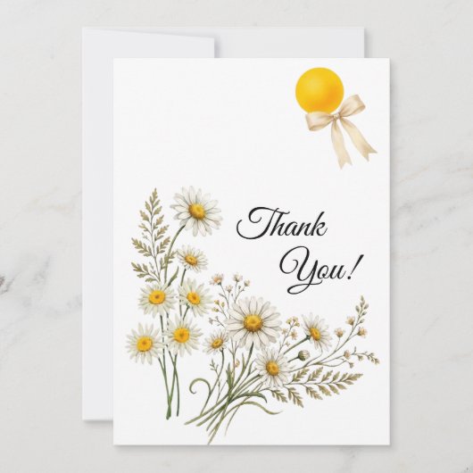 Minimalist Daisy Floral Thank You Note Bedankkaart (Voorkant)