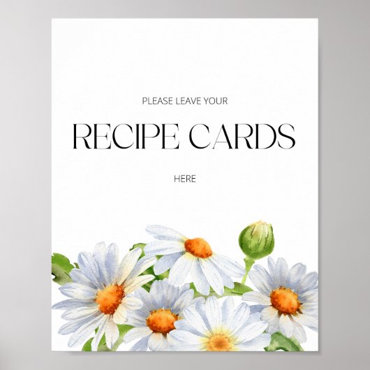 Minimalist Daisy laat je receptkaart hier achter Poster (Voorkant)