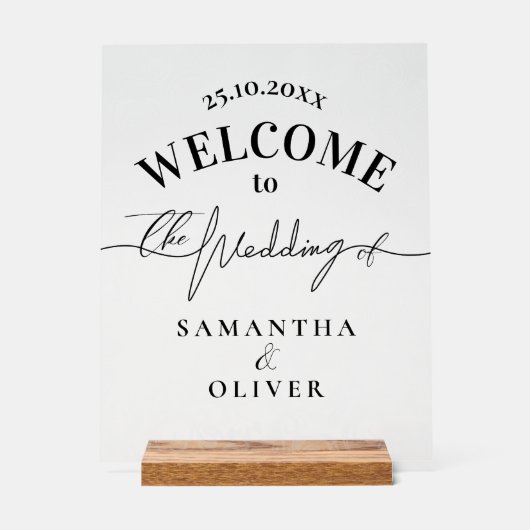 Minimalist Damask Elegant Welcome Sign Acryl Bord (Voorkant)