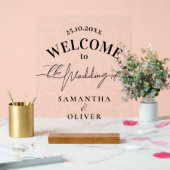 Minimalist Damask Elegant Welcome Sign Acryl Bord (Huwelijk)