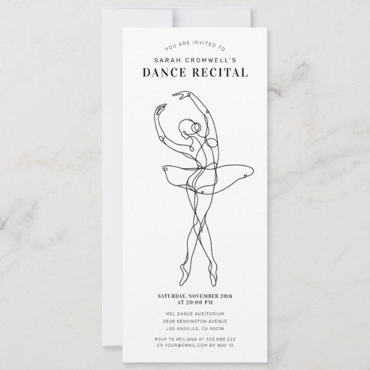 Minimalist Dance Recital Elegant Ballerina Kaart (Voorkant)