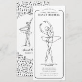 Minimalist Dance Recital Ticket Style Kaart (Voorkant / Achterkant)