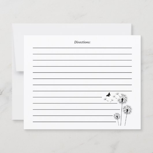 Minimalist Dandelion Flowers Recipe Card (Achterkant)