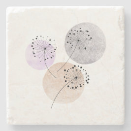 Minimalist Dandelion Wishes Boho Neutral Warm Stenen Onderzetter