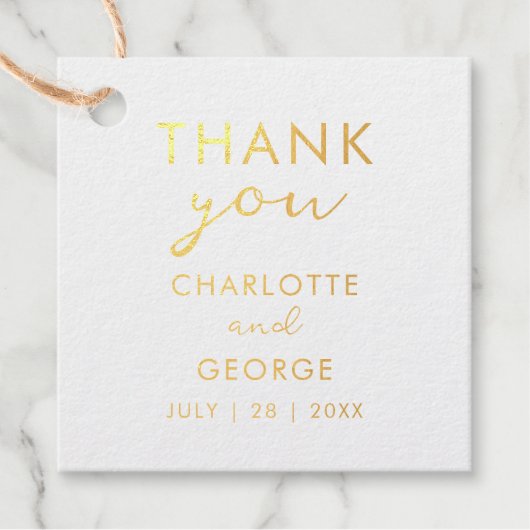 Minimalist dank u bruiloft gouden folie bedankjes labels (Voorkant)