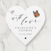 Minimalist dank u monarch vlinder douche bedankjes labels (Voorkant)