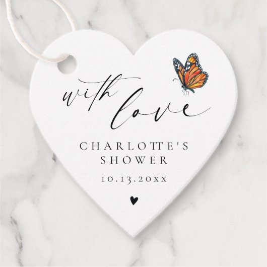 Minimalist dank u monarch vlinder douche bedankjes labels (Voorkant)