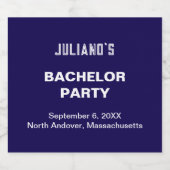 Minimalist Dark Blue Bachelor Party Bier Etiket (Enkel label)