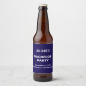 Minimalist Dark Blue Bachelor Party Bier Etiket (Voorkant)