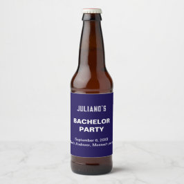 Minimalist Dark Blue Bachelor Party Bier Etiket
