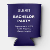 Minimalist Dark Blue Bachelor Party Can Cooler (Voorkant)