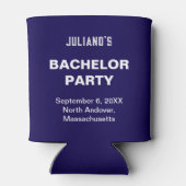 Minimalist Dark Blue Bachelor Party Can Cooler (Achterkant)