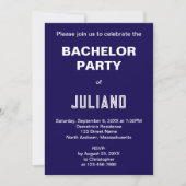 Minimalist Dark Blue Bachelor Party Invitation Kaart (Voorkant)
