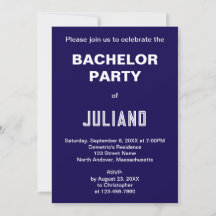 Minimalist Dark Blue Bachelor Party Invitation