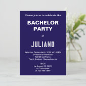 Minimalist Dark Blue Bachelor Party Invitation Kaart (Staand voorkant)