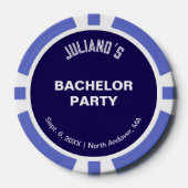 Minimalist Dark Blue Bachelor Party Poker Chips (Voorkant)