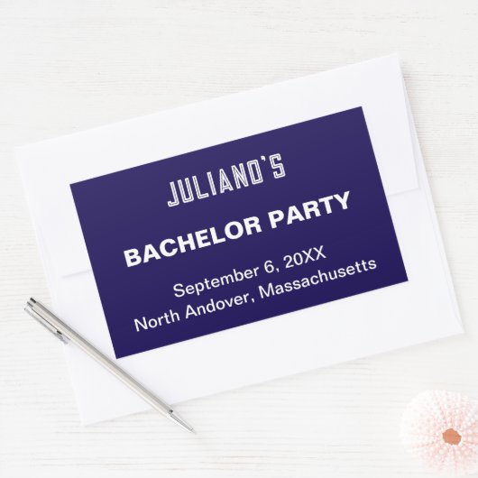 Minimalist Dark Blue Bachelor Party Sticker (Envelop)