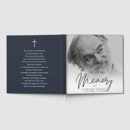 Minimalist Dark Blue In Loving Memory Funeral  Gastenboek