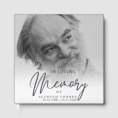 Minimalist Dark Blue In Loving Memory Funeral Gastenboek (Voorkant)