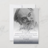 Minimalist Dark Blue Photo Funeral Sympathy  Bedankkaart (Voorkant)