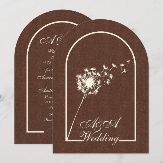 Minimalist Dark Brown and Ivory Arch Wedding  Kaart (Voorkant / Achterkant)