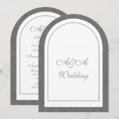 Minimalist Dark Gray and White Arch Wedding Kaart (Voorkant / Achterkant)