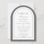 Minimalist Dark Gray and White Arch Wedding Kaart (Achterkant)